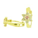 14K Yellow gold Flower cz hoop earrings for Children/Kids web263 1