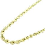 "Mens 10k Yellow Gold hollow rope chain ELNC17 24"" long and 3.3mm wide 1"