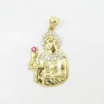 Mens 10k Yellow gold White and red gemstone mary charm EGP103 3