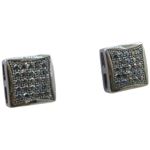 Mens .925 sterling silver Black 5 row square earring MLCZ175 3mm thick and 8mm wide Size 1