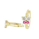 14K Yellow gold Butterfly cz hoop earrings for Children/Kids web321 1