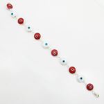 Womens Sterling silver White and red evil eye bracelet 3