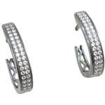 Womens .925 sterling silver Black and white hoop earring 2mm thick and 4mm wide Size 1