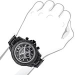 Luxurman Mens Black Real Diamond Watch 0.5ct Interchangeable Leather Straps 3