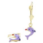 14K Yellow gold Dolphin chandelier earrings for Children/Kids web403 1