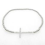 Ladies .925 Italian Sterling Silver white cross ball bracelet Diameter - 2.36 inches 1