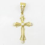 Mens 10k Yellow gold White gemstone jesus cross charm EGP100 3