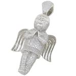 Praying angel white silver cz pendant SB60 79mm tall and 40mm wide 1