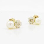 14K Yellow gold Flower pearl stud earrings for Children/Kids web93 3