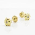 14K Yellow gold Star cz stud earrings for Children/Kids web203 3