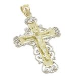 Mens 10k Yellow gold Fancy jesus cross pendant GCHA12 1