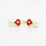 14K Yellow gold Heart and pearl hoop earrings for Children/Kids web49 3