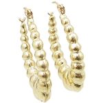 10k Yellow Gold earrings Fancy puff bamboo gold earrings AGBE64 1