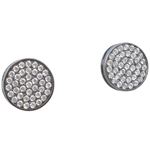 Mens .925 sterling silver Black and white round earring 4 MLCZ244 2mm thick and 9mm wide Size 1