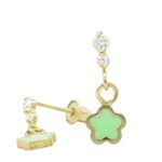 14K Yellow gold Flower cz chandelier earrings for Children/Kids web449 1