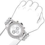 Luxurman Mens Real Diamond Watch 0.50 ct White Mother of Pearl Chronograph 3