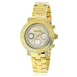 Luxurman Ladies Diamond Watch 0.3ct Yellow Gold Plated Interchangeable Straps 1