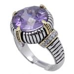 "Ladies .925 Italian Sterling Silver Purple Violet synthetic gemstone ring SAR11 6