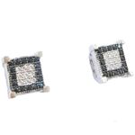 Mens .925 sterling silver Black and white 5 row square earring MLCZ48 5mm thick and 8mm wide Size 1