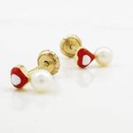 14K Yellow gold Heart pearl stud earrings for Children/Kids web150 3