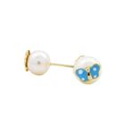 14K Yellow gold Butterfly pearl stud earrings for Children/Kids web79 1