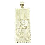 Mens 10K Solid Yellow Gold one million dollar bill pendant Length - 1.85 inches Width - 16mm 1