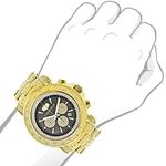 Luxurman Iced Out Mens Real Diamond Watch 2ct Yellow Gold Plated Black MOP 3