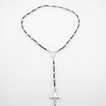 "Stainless Steel Rosary Necklace with Cross R142 ball 8 mm