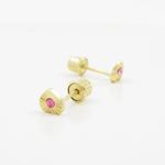 14K Yellow gold Heart cz stud earrings for Children/Kids web481 3