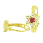 14K Yellow gold Flower cz hoop earrings for Children/Kids web260 1