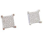 Mens .925 sterling silver Black and white 6 row square earring MLCZ51 5mm thick and 9mm wide Size 1