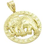 Mens 10k Yellow gold Round elephant charm EGP81 1