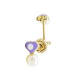 14K Yellow gold Heart pearl stud earrings for Children/Kids web149 1