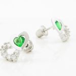 14K White gold Dual heart cz stud earrings for Children/Kids web303 3