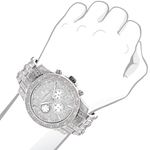 Iced Out Watch Chronograph Subdials Real Luxurman Mens Genuine Diamonds 1.25ct 3