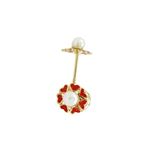14K Yellow gold Multiple heart pearl stud earrings for Children/Kids web84 1