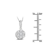 "Womens Sterling Silver Necklace Rhodium Plated Round Cubic Zirconia Cluster CZ Pendant with Chain 1