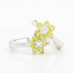 14K White gold Flower cz hoop earrings for Children/Kids web354 3