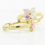 14K Yellow gold Fower cz hoop earrings for Children/Kids web307 3