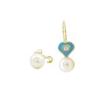 14K Yellow gold Heart and pearl hoop earrings for Children/Kids web50 1