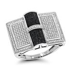 "White and Black Diamond Ring for Men Sterling Silver by LUXURMAN (1 Ct