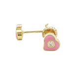 14K Yellow gold Heart cz stud earrings for Children/Kids web137 1