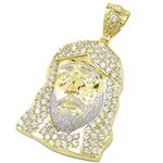 Mens 10k Yellow Gold Jesus head with stones Pendant 1