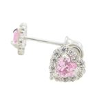 14K White gold Heart cz stud earrings for Children/Kids web252 1