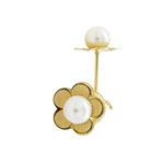 14K Yellow gold Thin flower pearl stud earrings for Children/Kids web170 1