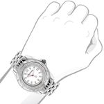 Ladies Real Diamond Watch 0.25ct By Luxurman White MOP Leather Band Japan Movt 3