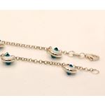 "Evil Eye Murano Glass Bead Designer Sterling Silver Bracelet ST08