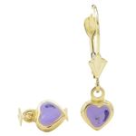 14K Yellow gold Heart chandelier earrings for Children/Kids web466 1