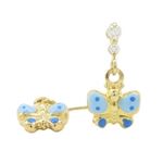 14K Yellow gold Butterfly cz chandelier earrings for Children/Kids web385 1