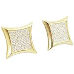 Mens .925 sterling silver Yellow 7 row square earring MLCZ206 3mm thick and 13mm wide Size 1